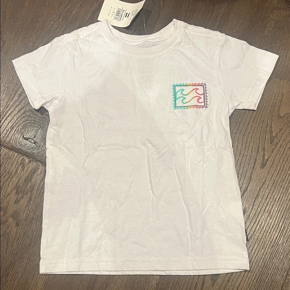 Quicksilver White Kids' Short Sleeve Tee with Rainbow Wave Pocket Graphic